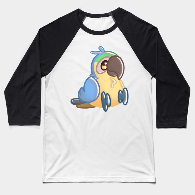 Blue and Yellow Macaw Baseball T-Shirt by OrangeRamphasto